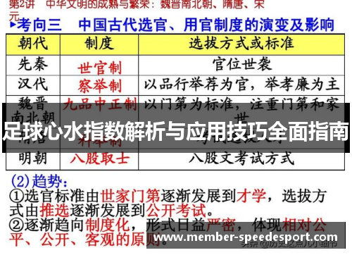 足球心水指数解析与应用技巧全面指南
